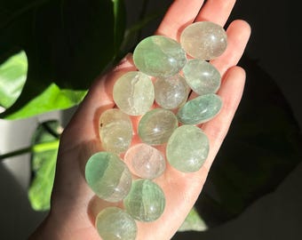 Fluorite Tumble Stones Healing Crystals for Focus Calm and Clarity Polished Fluorite Gemstones Pocket Stones for Meditation, Grids