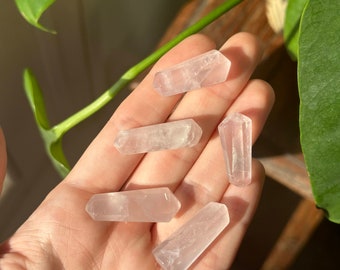 Mini Rose Quartz Double Terminated Points | 2.8cm Crystal Wand | Love & Harmony Energy | Pocket Crystal | Healing Gift