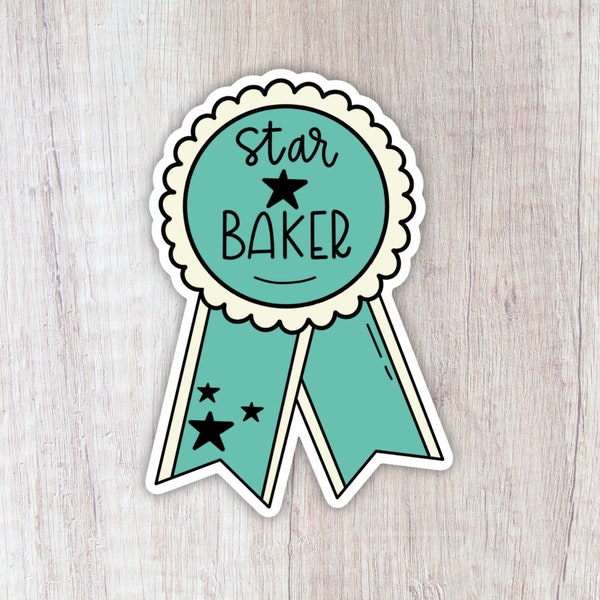 Star Baker Ribbon Sticker, Great British Baking Show Vinyl Sticker, Baking Mixer Decal, Waterproof Waterbottle Sticker, Cute Laptop Sticker