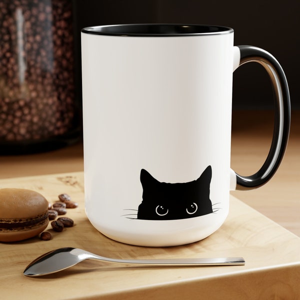 Black Cat Mug 15oz,cat mug,cat cup,cat coffee mug,cat coffee cup,cat lover gift,black cat gifts,black cat mug,cat owner gift,black cat