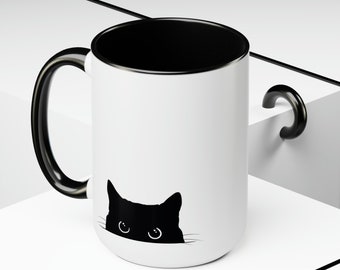 Tazza gatto nero 15 oz, tazza gatto, tazza gatto, tazza da caffè gatto, tazza da caffè gatto, regalo per amanti dei gatti, regali gatto nero, tazza gatto nero, regalo per proprietari di gatti, gatto nero