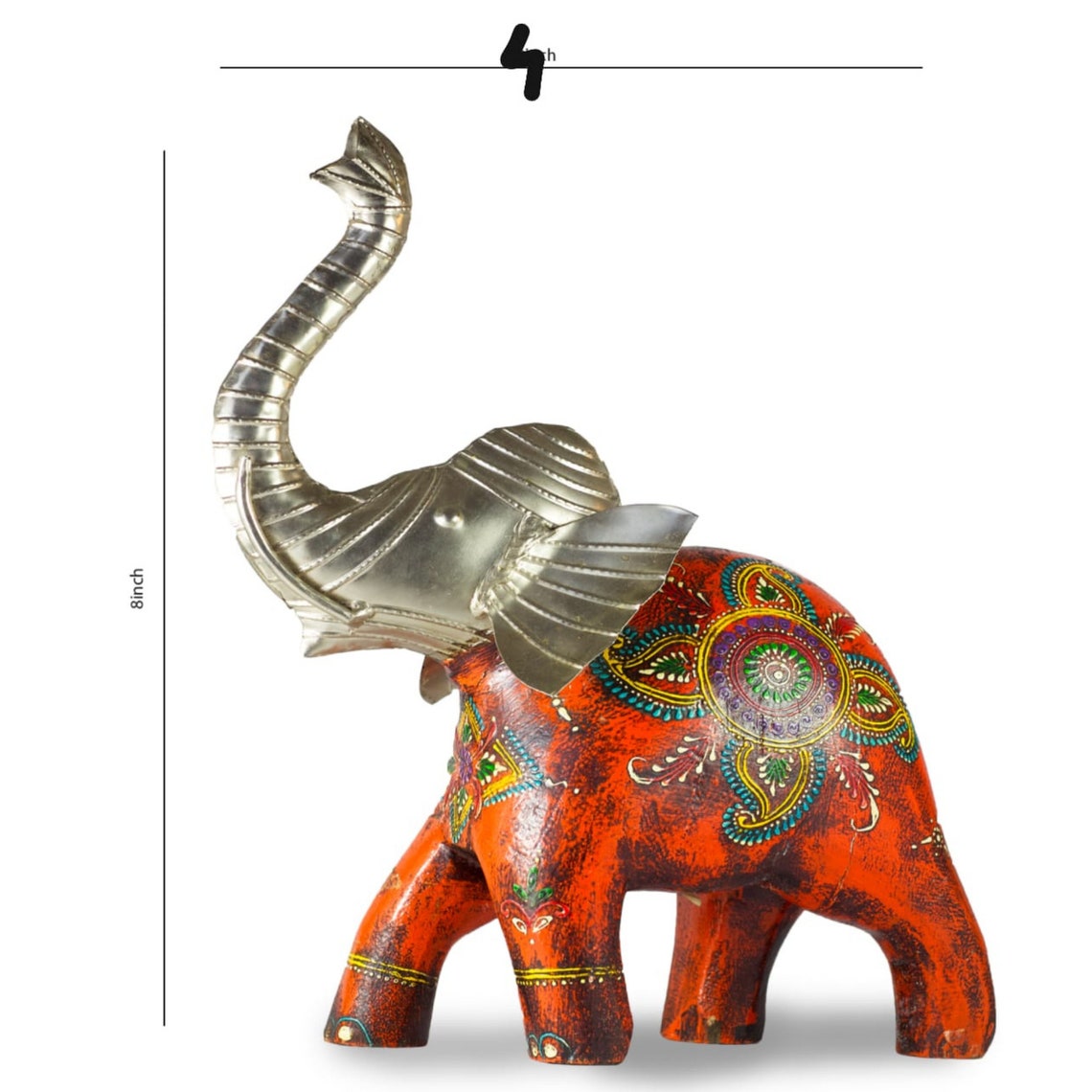 Wooden handpainted orange elephant statue elephant statue Etsy