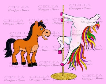 Unicorn pole dance, unicorn PNG File, Sublimation Design, Digital Download