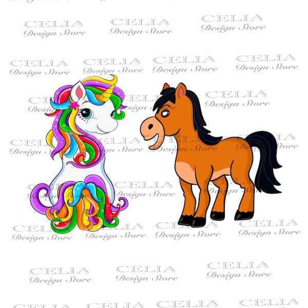 Cute Unicorn with Horse Png file, funny unicorn  PNG File, Sublimation Design, Digital Download,  Designs Downloads