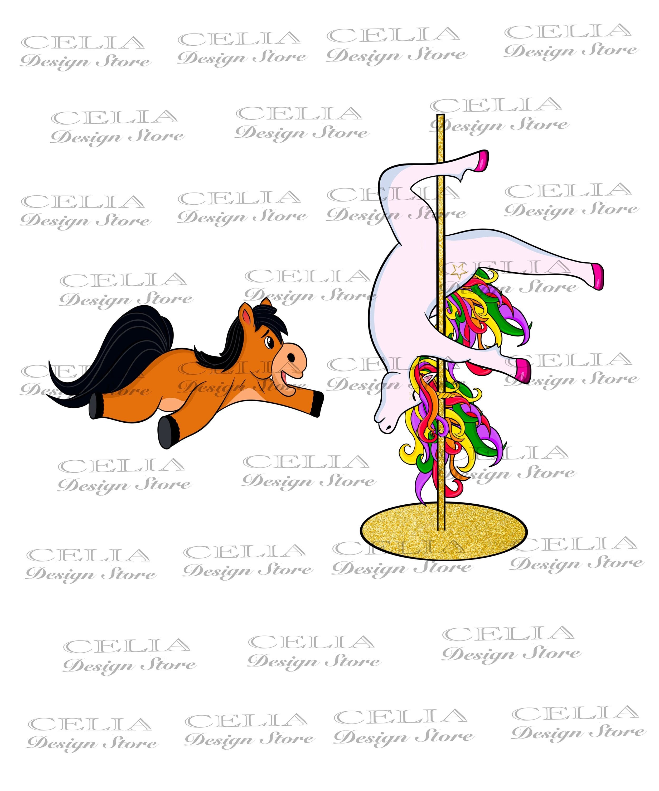 Unicorn pole dance with horse, unicorn PNG file, Sublimation Design, Digital Download