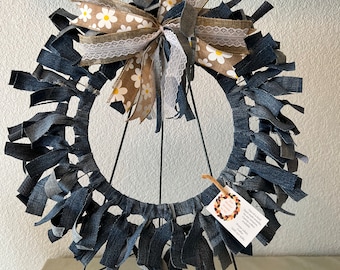 Denim rag wreath