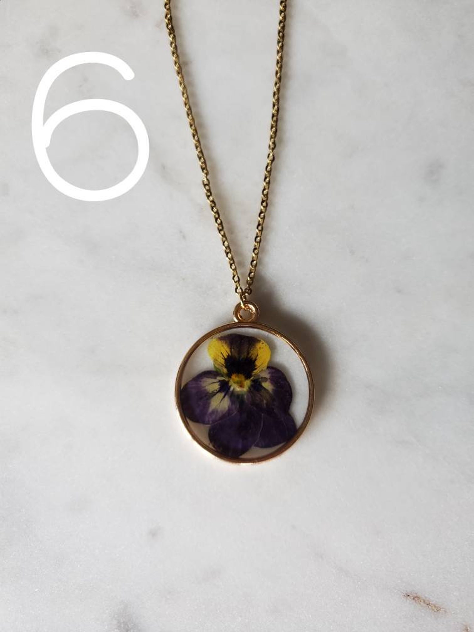 Pansy Necklaces / Pressed flower pendants Etsy