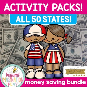 US Geography Bundle | 50 USA States Worksheets, Maps, Reading Comprehension, Activities, Social Studies Resources for Kids | Instant Digital