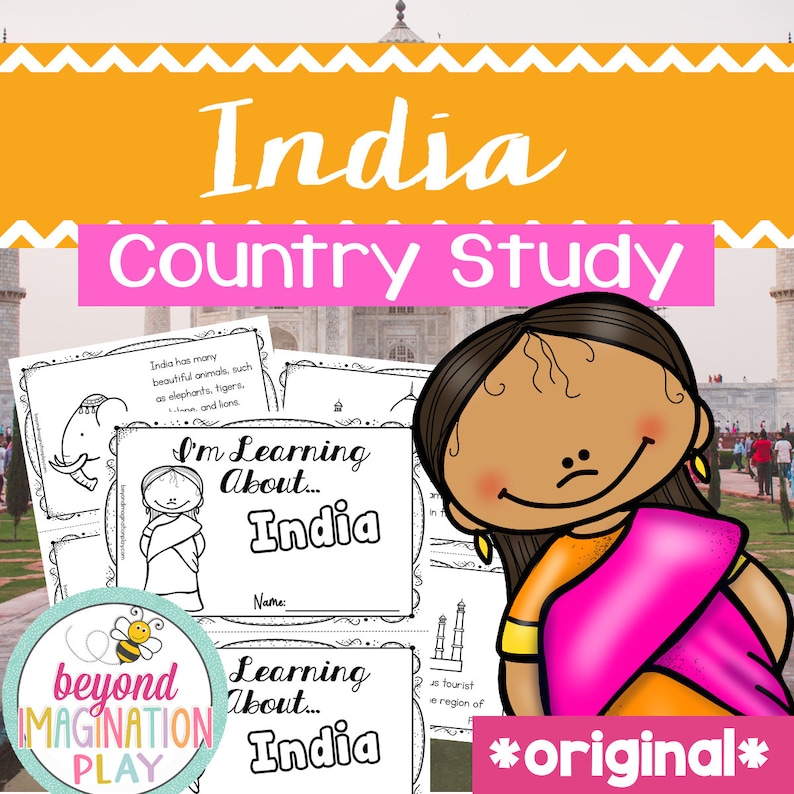 ORIGINAL India Country Study Instant Digital Download Printable Activity for Kids Homeschool Learning image 1