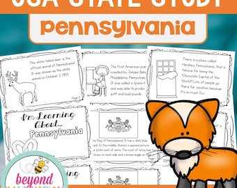 Pennsylvania State Study Worksheets | 50 States Activities for Kids | Geography Printables | Reading Comprehension | Fun Facts US Geography