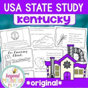 Kentucky State Studie Arbeitsblätter | 50 Staaten Aktivitäten für Kinder | Geographie Printables | Leseverstehen | Wissenswertes | US Geographie