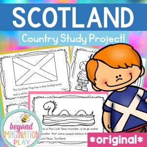 ORIGINEEL | Afdrukbare landstudie Schotland | Educatief activiteitenpakket voor kinderen | Werkblad aardrijkskunde thuisonderwijs | Direct downloaden