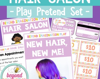 Hair Salon Play Pretend Printables | Instant Digital Download | Dramatic Play | Role Play Fun for Kids | Perfect for At Home Play