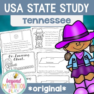 Tennessee State Study Worksheets | 50 States Activities for Kids | Geography Printables | Reading Comprehension | Fun Facts | U.S. Geography