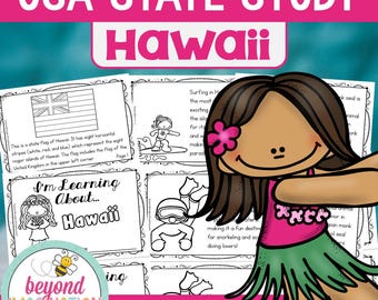 Hawaii State Study Worksheets | 50 States Activities for Kids | Geography Printables | Reading Comprehension | Fun Facts | U.S. Geography
