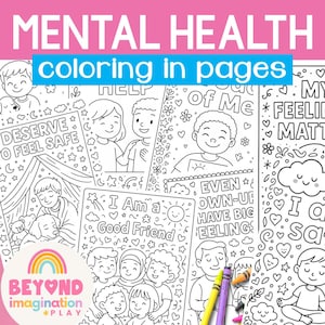 Mental Health Coloring Pages for Toddlers | Color Sheets for Kids | Digital Download Printable Fun | Instant Download | Print at Home