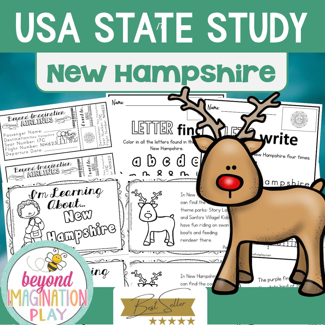 50 States Project | New Hampshire Facts Activities Worksheets Reading ...