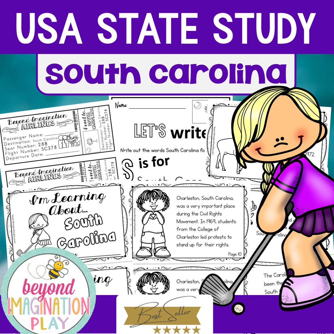50 States Project | South Carolina Facts Activities Worksheets Reading ...