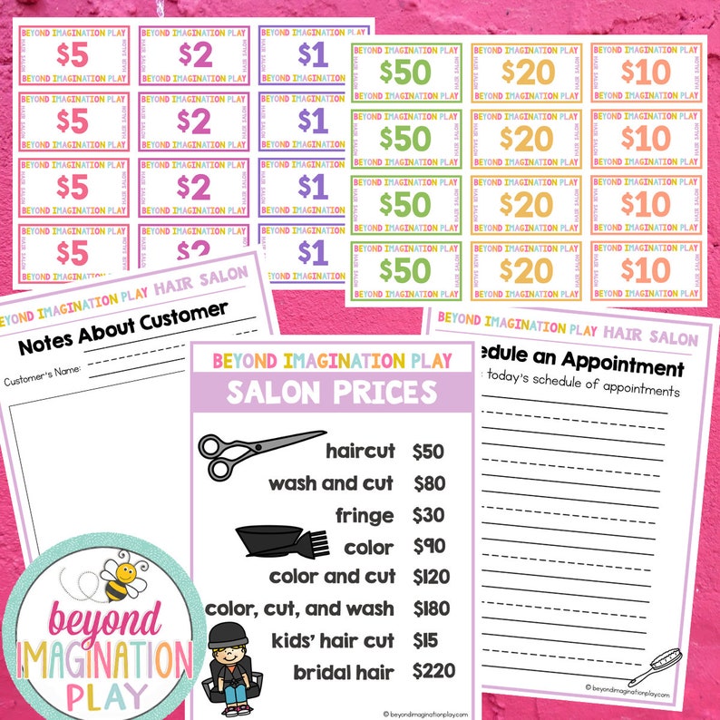 Hair Salon Play Pretend Printables | Instant Digital Download ...