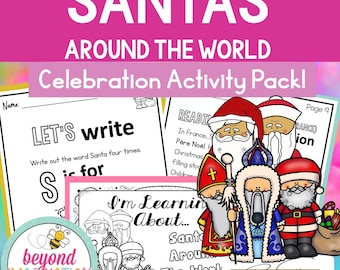 Santas Around the World: Fun Christmas Activities + Worksheets for Kids - Holiday Learning & Printable | Instant Digital Download | Children
