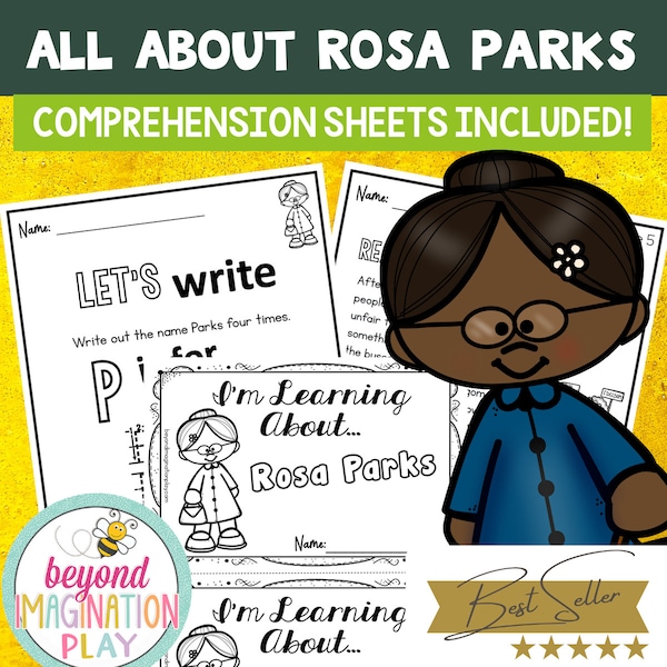 Rosa Parks Biography *BEST SELLER* Reading Comprehension. Sheets + Fun Activities Instant Digital Download