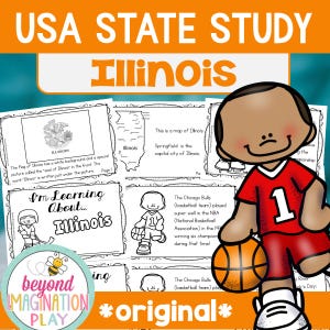 Illinois State Study Worksheets | 50 States Activities for Kids | Geography Printables | Reading Comprehension | Fun Facts | U.S. Geography