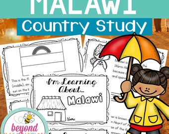 Malawi Country Study Worksheets | Printable Geography Fun Activities for Kids | Homeschool Social Studies | Instant Digital Download Fun