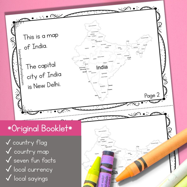 ORIGINAL India Country Study Instant Digital Download Printable Activity for Kids Homeschool Learning image 2