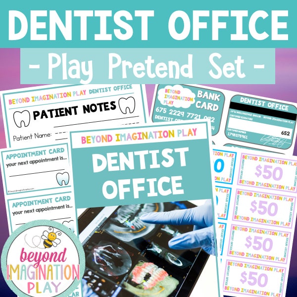 Dentist Office Play Pretend Printables | Instant Digital Download | Dramatic Play | Role Play Fun for Kids | Perfect for At Home Play