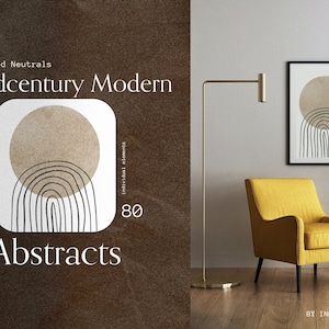 Midcentury Modern Neutral Abstracts | Boho Shapes Clipart Bundle, modern boho PNG, lineart, abstract shapes, boho, watercolor diy, plants