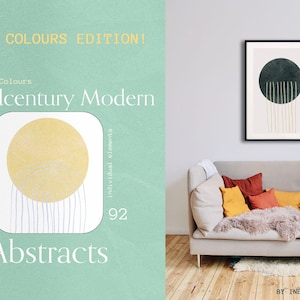 Midcentury Modern Colorful Abstracts | Boho Shapes Clipart Bundle, modern boho PNG, lineart, abstract shapes, boho, watercolor diy, plants