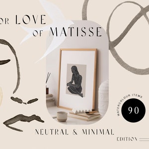 Clipart de aquarela neutra de Matisse | neutro, lineart, formas abstratas, boho, mínimo, clipart moderno, aquarela diy, pássaros, plantas, terroso