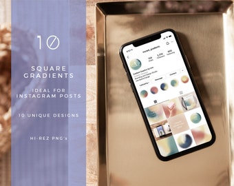 Szablony postów na Instagramie Muted Gradients | delikatne kolory, minimalistyczny, boho, tło, abstrakcyjny, cyfrowy clipart, media społecznościowe, tekstury, PNG