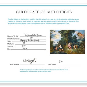 Editable Certificate of Authenticity for Artwork, Certificate of Authenticity Template, Canva Template, Printable Certificate Template