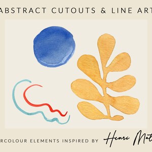 Matisse Botanische Ausschnitte & Abstrakte Aquarell Clipart | Matisse, lineart, boho, minimal, modern, aquarell diy, pflanzen, formen, line art
