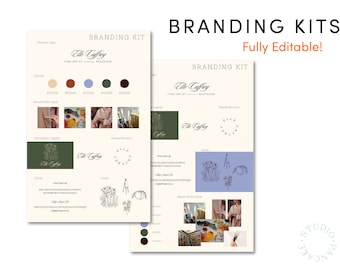 Łatwy szablon zestawu marki | Szablon tablicy marki | Gotowy zestaw marki 2 układy | Ikony palety kolorów tablicy nastroju | Szablon Canva