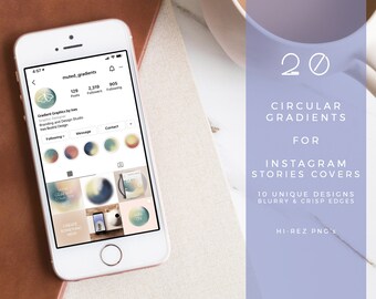 Przytłumione okręgi gradientowe | Ikony historii na Instagramie, delikatne kolory, minimalistyczny, boho, abstrakcyjne kształty okręgów, cyfrowe cliparty, media społecznościowe, tekstury