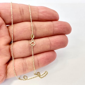 0.9mm 14K Real Yellow Gold Twisted Rope Link Necklace Pendant Chain, Thin Dainty Minimalist for Pendant / Charm Thin gold chain 16&quot;-20&quot;