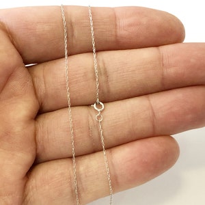 14K Real White Gold Twisted Rope Link Necklace Pendant Chain 0.45mm, Thin Dainty Minimalist for Pendant / Charm Thin gold chain 15&quot; - 20&quot;