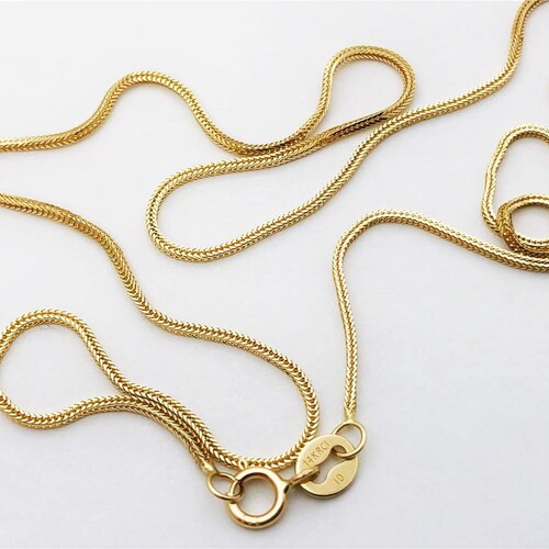 Square Wheat Foxtail Chain 14K Yellow 
