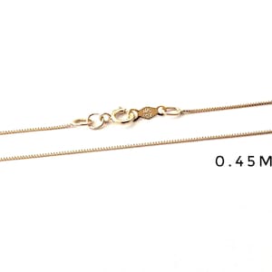 Box Chain 10K Solid Yellow Gold 15" 16" 18" 20" Thin Dainty Minimalist Necklace Genuine 10K Gold 0.45mm