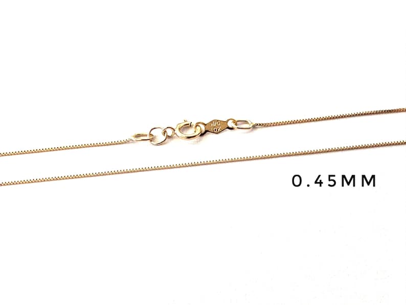Box Chain 10K Solid Yellow Gold 15" 16" 18" 20" Thin Dainty Minimalist Necklace Genuine 10K Gold 0.45mm