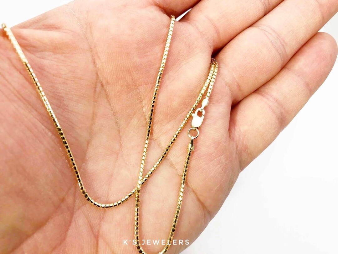 Ice Box Chain 14K Diamond Cut Yellow Gold 16 18 Etsy