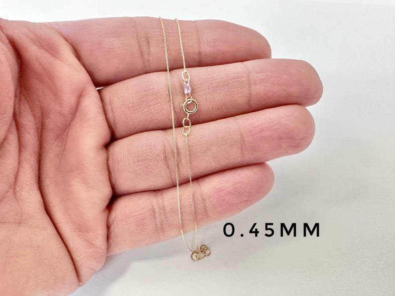 Box Chain 10K Solid Yellow Gold 15" 16" 18" 20" Thin Dainty Minimalist Necklace Genuine 10K Gold image 2