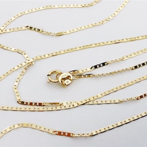 Mariner Anchor Chain 14K Solid Yellow Gold 16&quot; 18&quot; 20&quot; - 1.2mm - Layer Necklace, Minimalist Chain, Flat Chain, For Women, Genuine 14K Gold