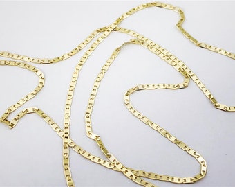 10K 1.2mm Solid Yellow Gold Mariner Link Necklace Chain, Layer Chain, Minimalist Chain, Flat Chain, 16" 18" 20" 24" 1.2mm Genuine 10K Gold