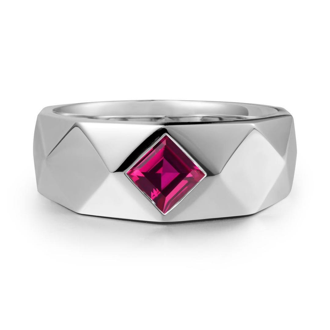 Square Cut Lab Ruby Men Band Minimalist Simple Geometric July ...