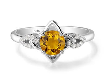 Natural Citrine Ring Celtic Knot Ring Engagement Ring Unique Wedding Ring November Birthstone Ring Anniversary Ring For Women Gift For Her