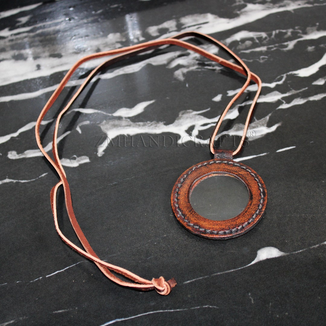 Handmade Leather Magnifying Leather Strap Necklace Vintage Etsy