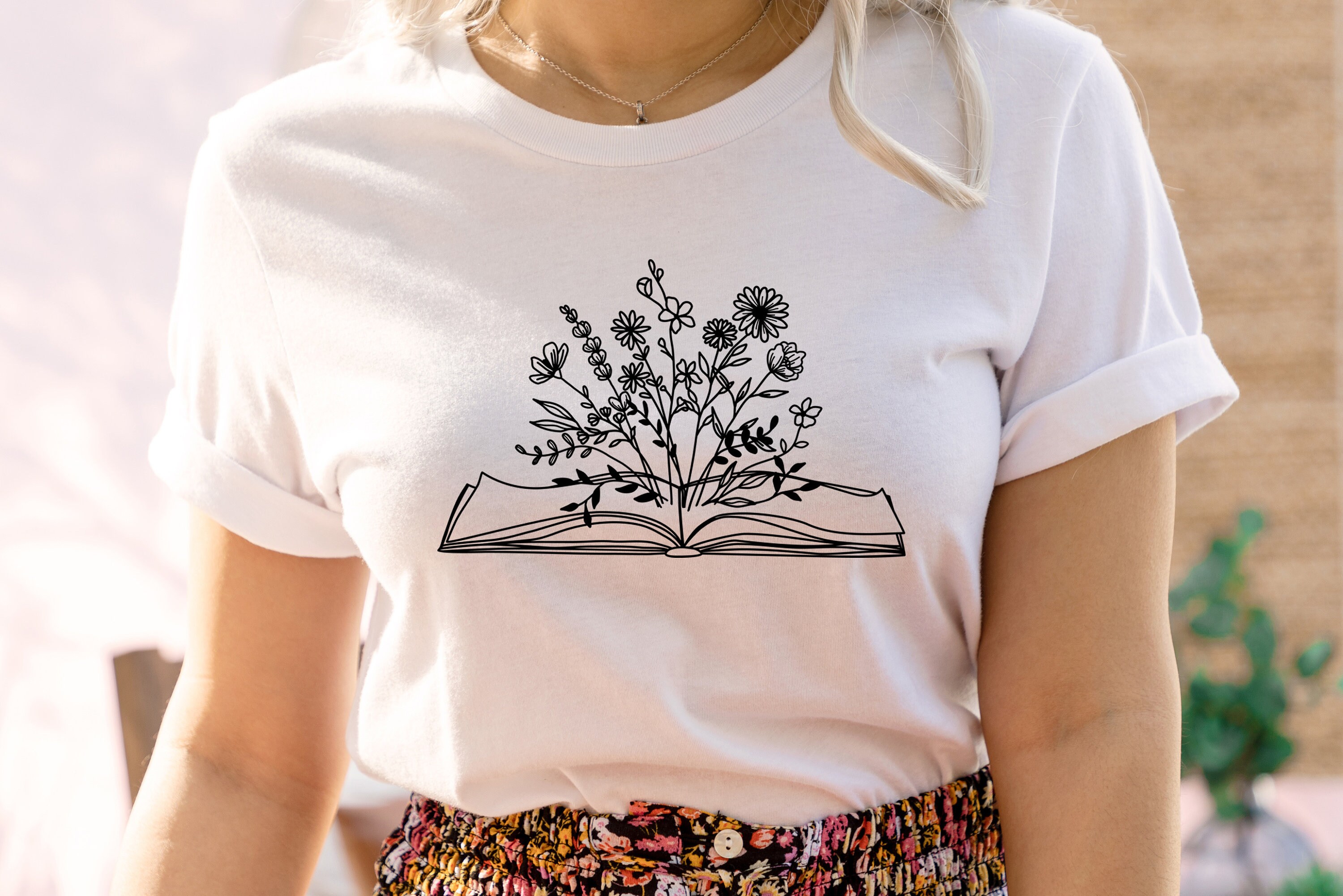 Book and wildflower shirt Book shirt Book lover shirt Plant Etsy